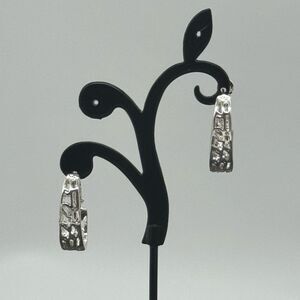 Ear Sense Silver Tone 1 Inch filigree Hoop Earrings